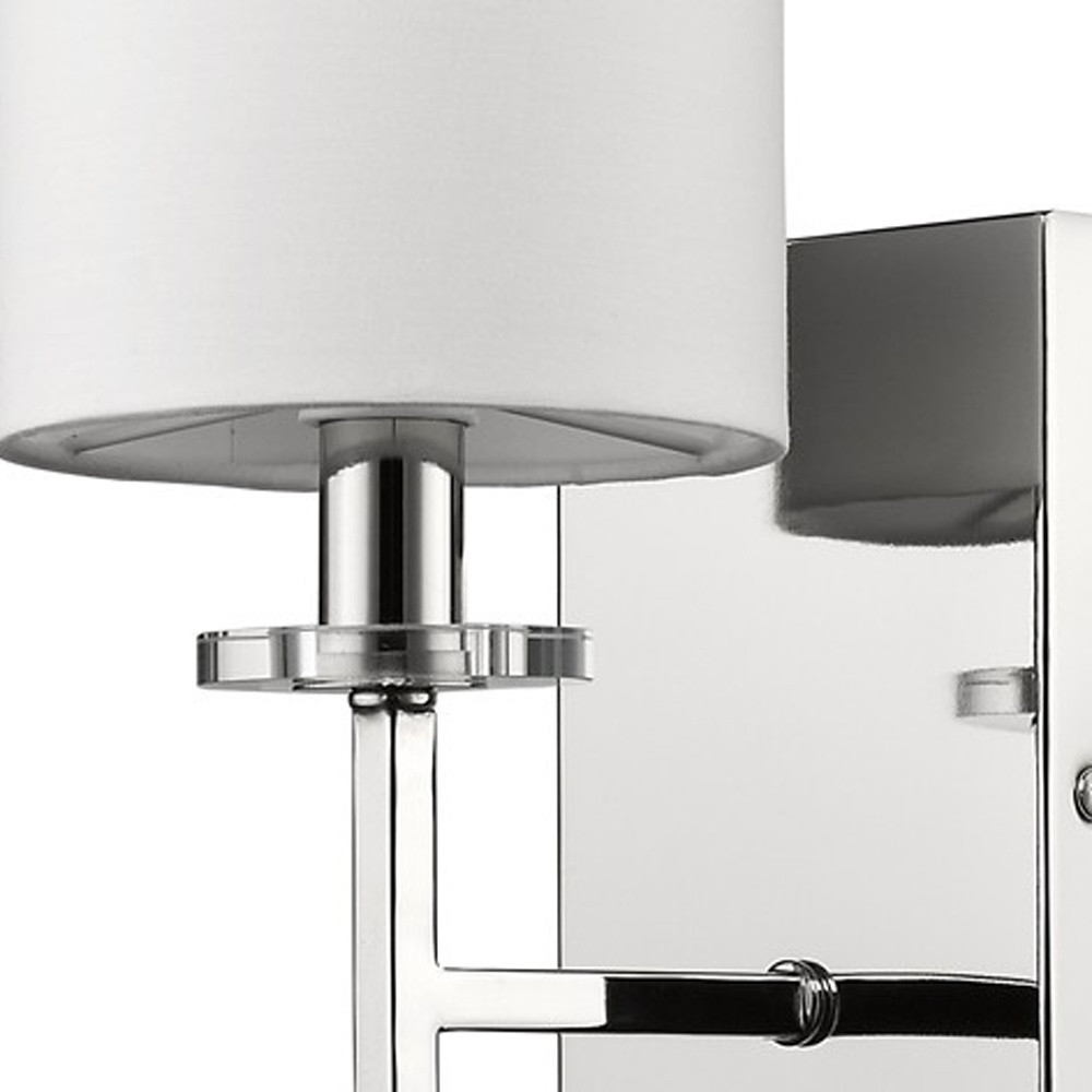 Minimalist Silver Wall Sconce with Ivory Fabric Shade 3 Minimalist Silver Wall Sconce with Ivory Fabric Shade - Image 3