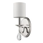 Silver Three-Light Wall Sconce with White Fabric Shade
