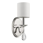 Silver Three-Light Wall Sconce with White Fabric Shade