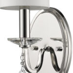 Silver Three-Light Wall Sconce with White Fabric Shade
