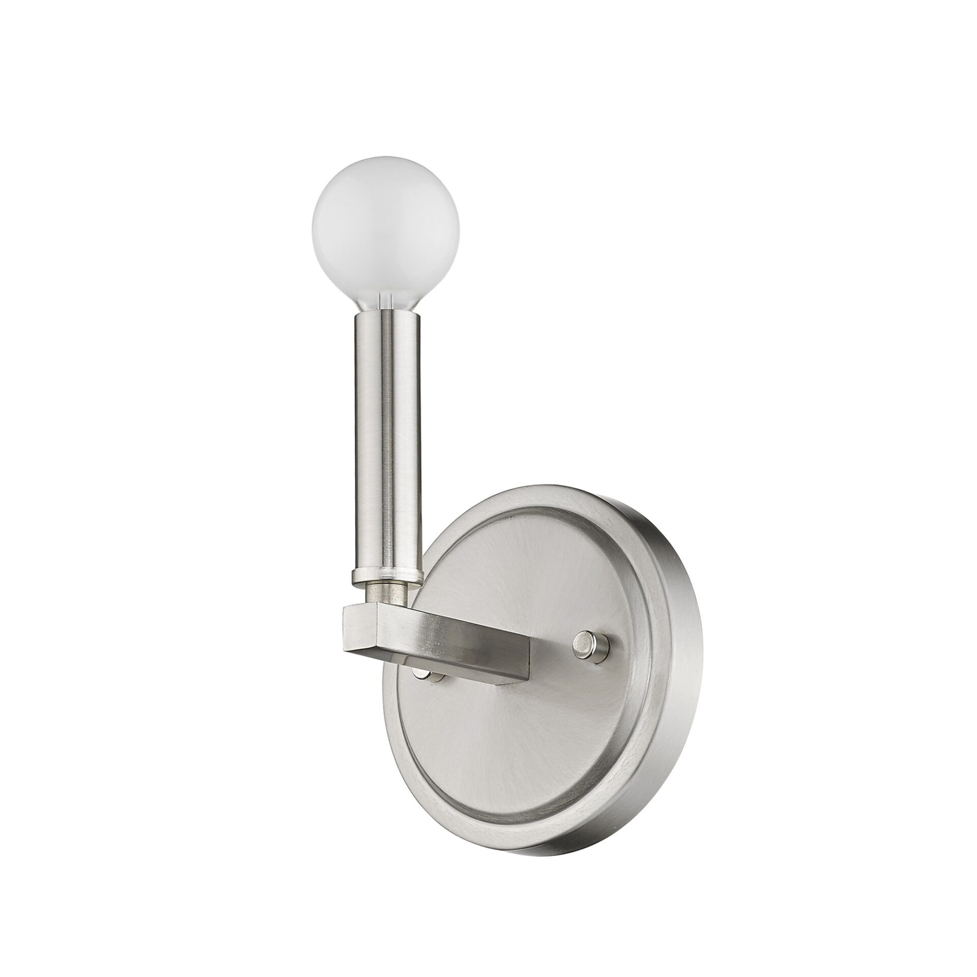 Silver Minimalist Wall Sconce with Frosted Bulb 1 Silver Minimalist Wall Sconce with Frosted Bulb