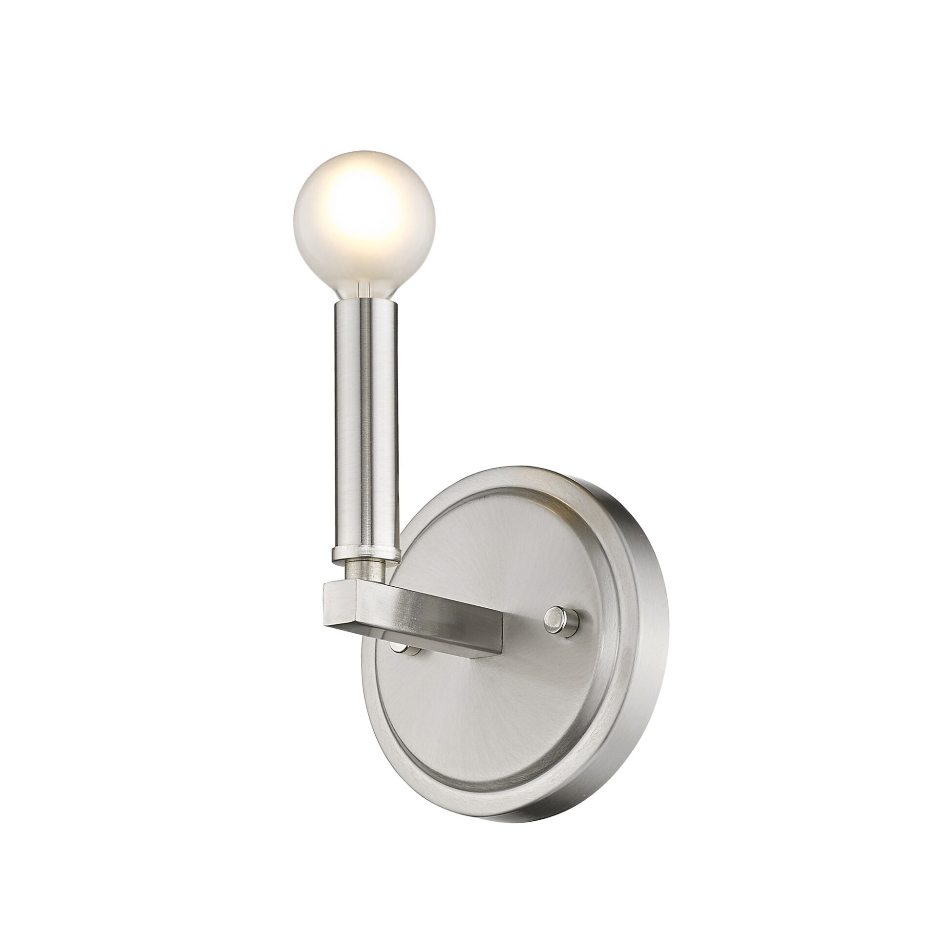 Silver Minimalist Wall Sconce with Frosted Bulb 2 Silver Minimalist Wall Sconce with Frosted Bulb - Image 2