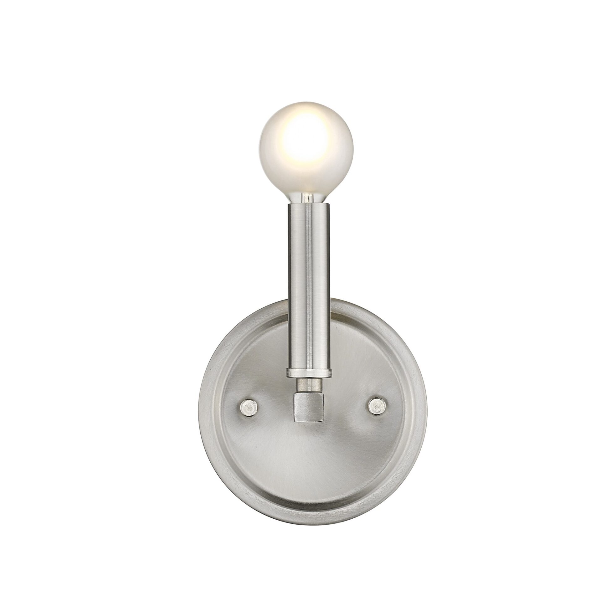 Silver Minimalist Wall Sconce with Frosted Bulb 4 Silver Minimalist Wall Sconce with Frosted Bulb - Image 4