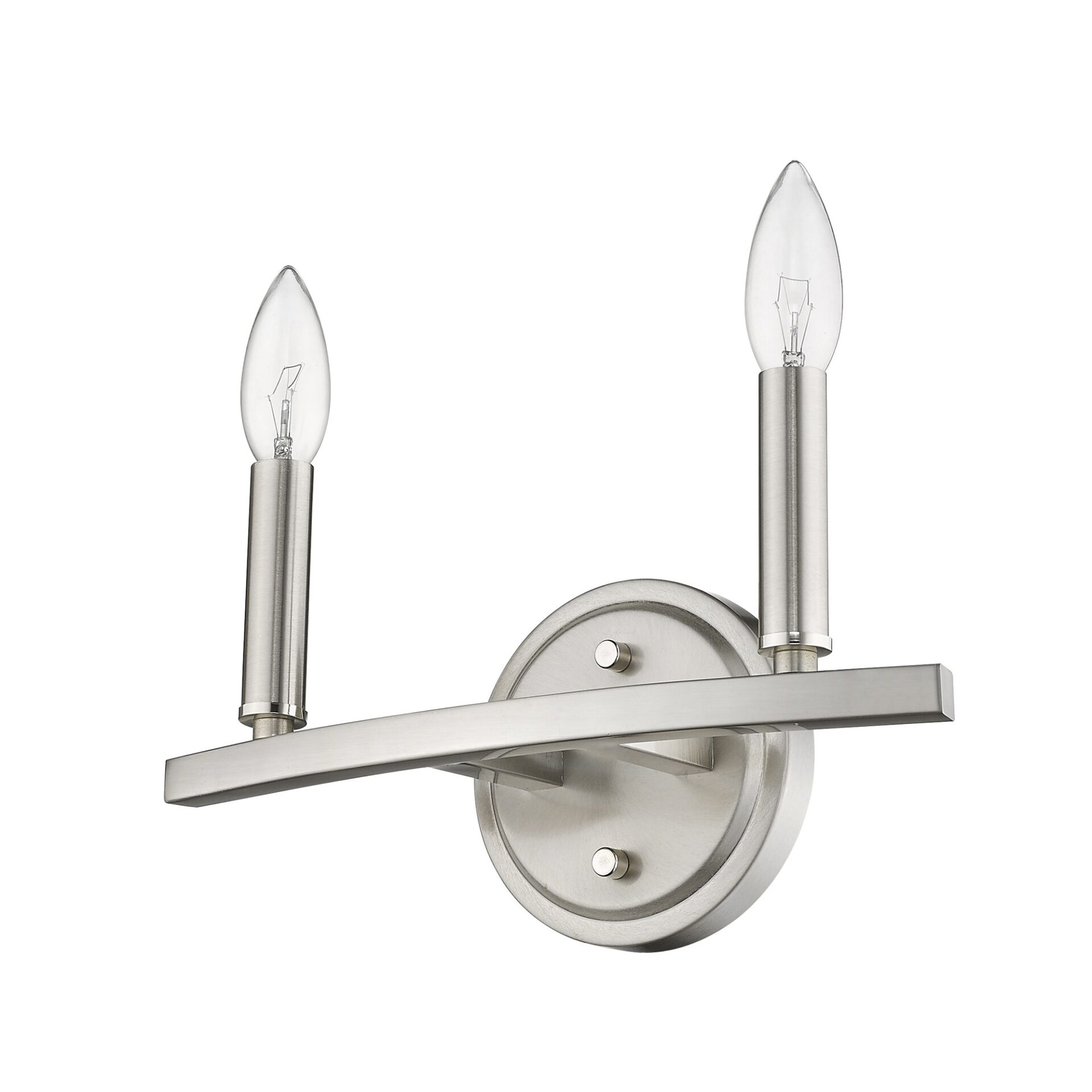 Silver Two-Light Minimalist Wall Sconce with Exposed Bulb Design 4 Silver Two-Light Minimalist Wall Sconce with Exposed Bulb Design - Image 4