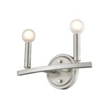 Silver Two-Light Minimalist Wall Sconce with Exposed Bulb Design 16 Silver Two-Light Minimalist Wall Sconce with Exposed Bulb Design