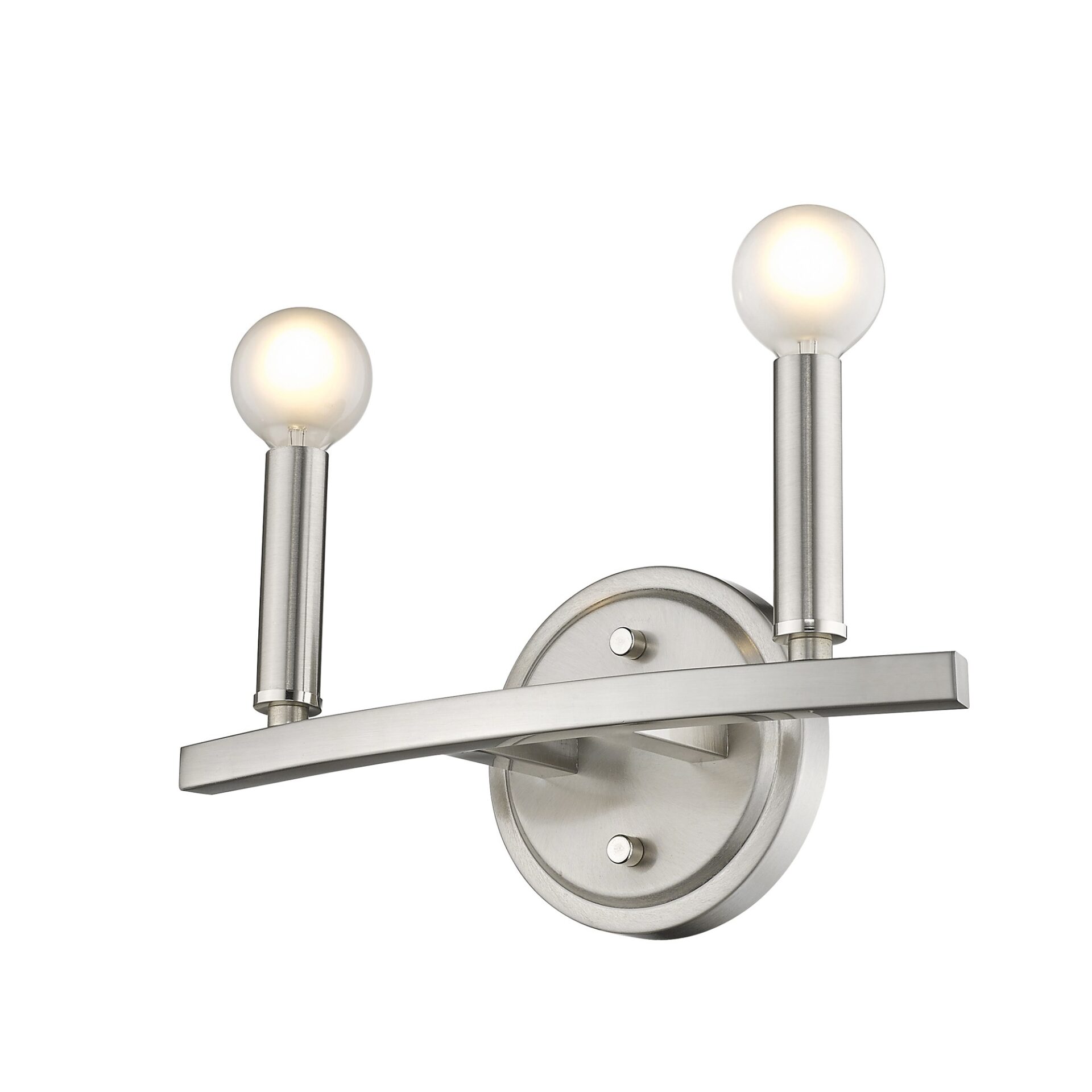 Silver Two-Light Minimalist Wall Sconce with Exposed Bulb Design 7 Silver Two-Light Minimalist Wall Sconce with Exposed Bulb Design - Image 7