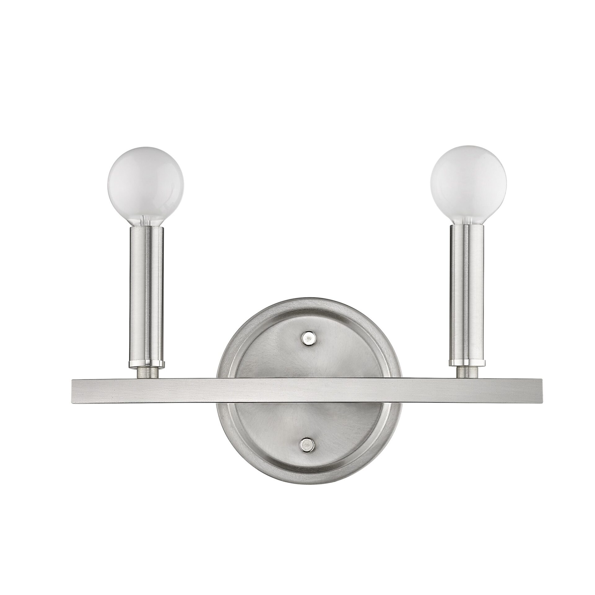 Silver Two-Light Minimalist Wall Sconce with Exposed Bulb Design 2 Silver Two-Light Minimalist Wall Sconce with Exposed Bulb Design - Image 2