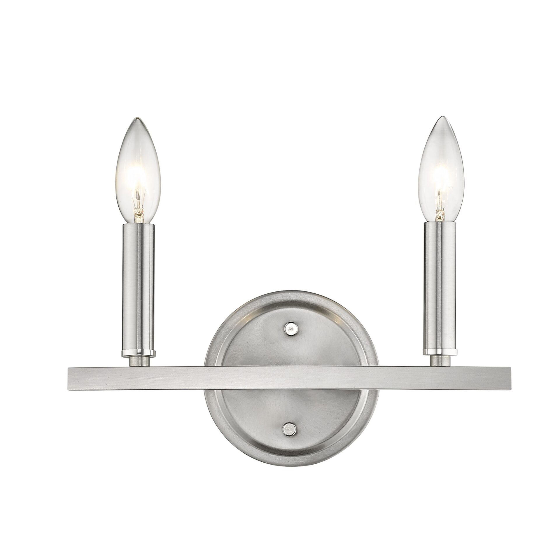 Silver Two-Light Minimalist Wall Sconce with Exposed Bulb Design 8 Silver Two-Light Minimalist Wall Sconce with Exposed Bulb Design - Image 8
