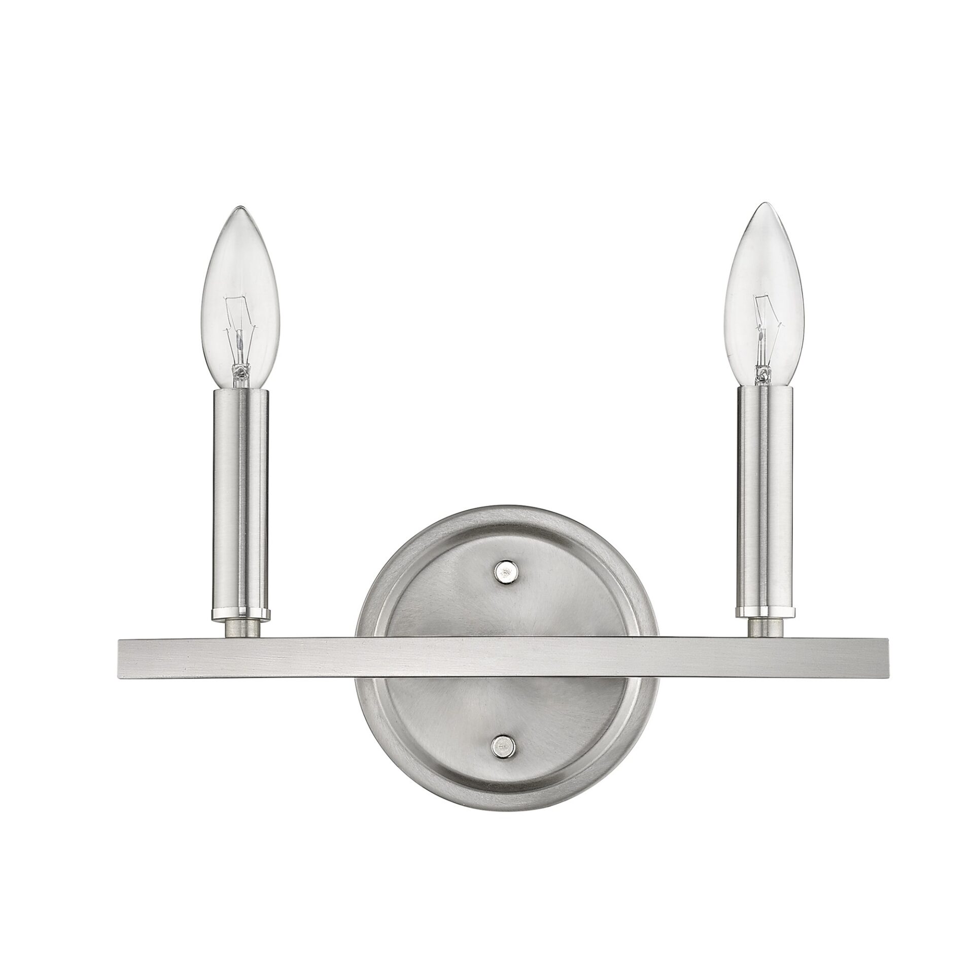 Silver Two-Light Minimalist Wall Sconce with Exposed Bulb Design 9 Silver Two-Light Minimalist Wall Sconce with Exposed Bulb Design - Image 9