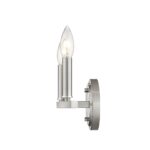 Silver Two-Light Minimalist Wall Sconce with Exposed Bulb Design 12 Silver Two-Light Minimalist Wall Sconce with Exposed Bulb Design