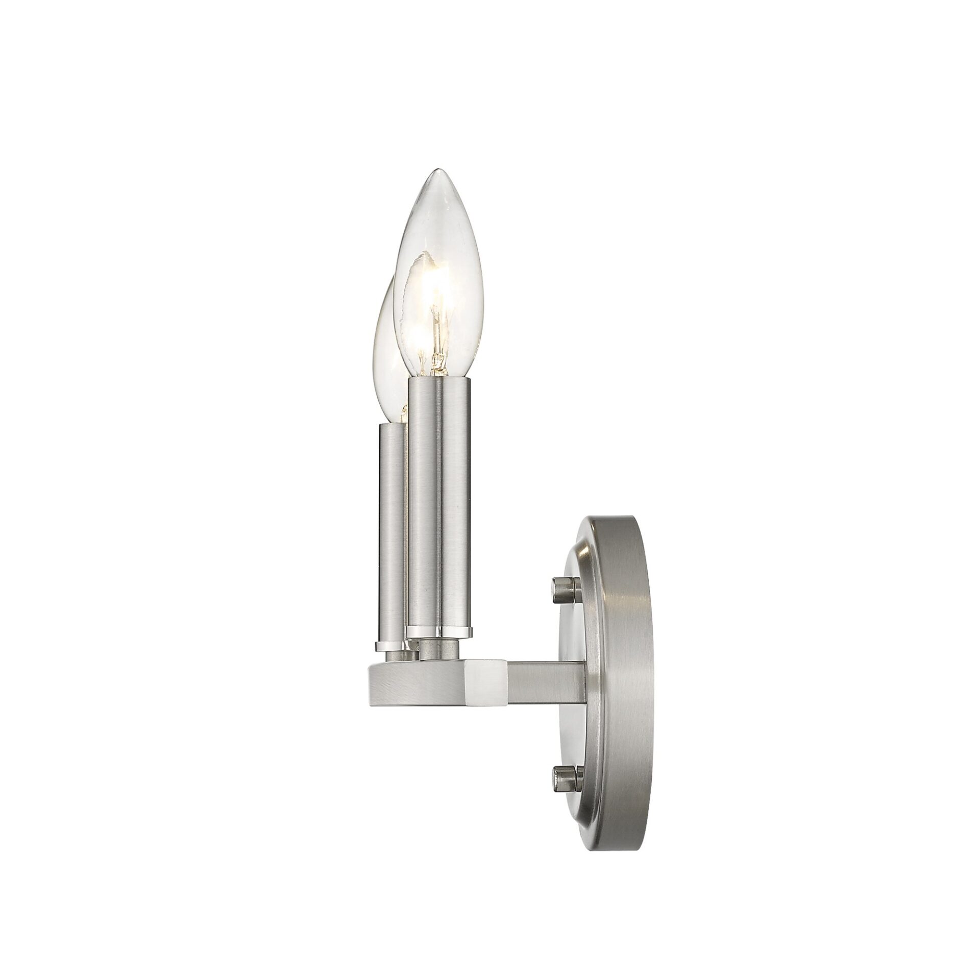 Silver Two-Light Minimalist Wall Sconce with Exposed Bulb Design 3 Silver Two-Light Minimalist Wall Sconce with Exposed Bulb Design - Image 3
