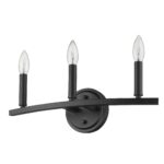 Three-Light Matte Black Minimalist Wall Sconce