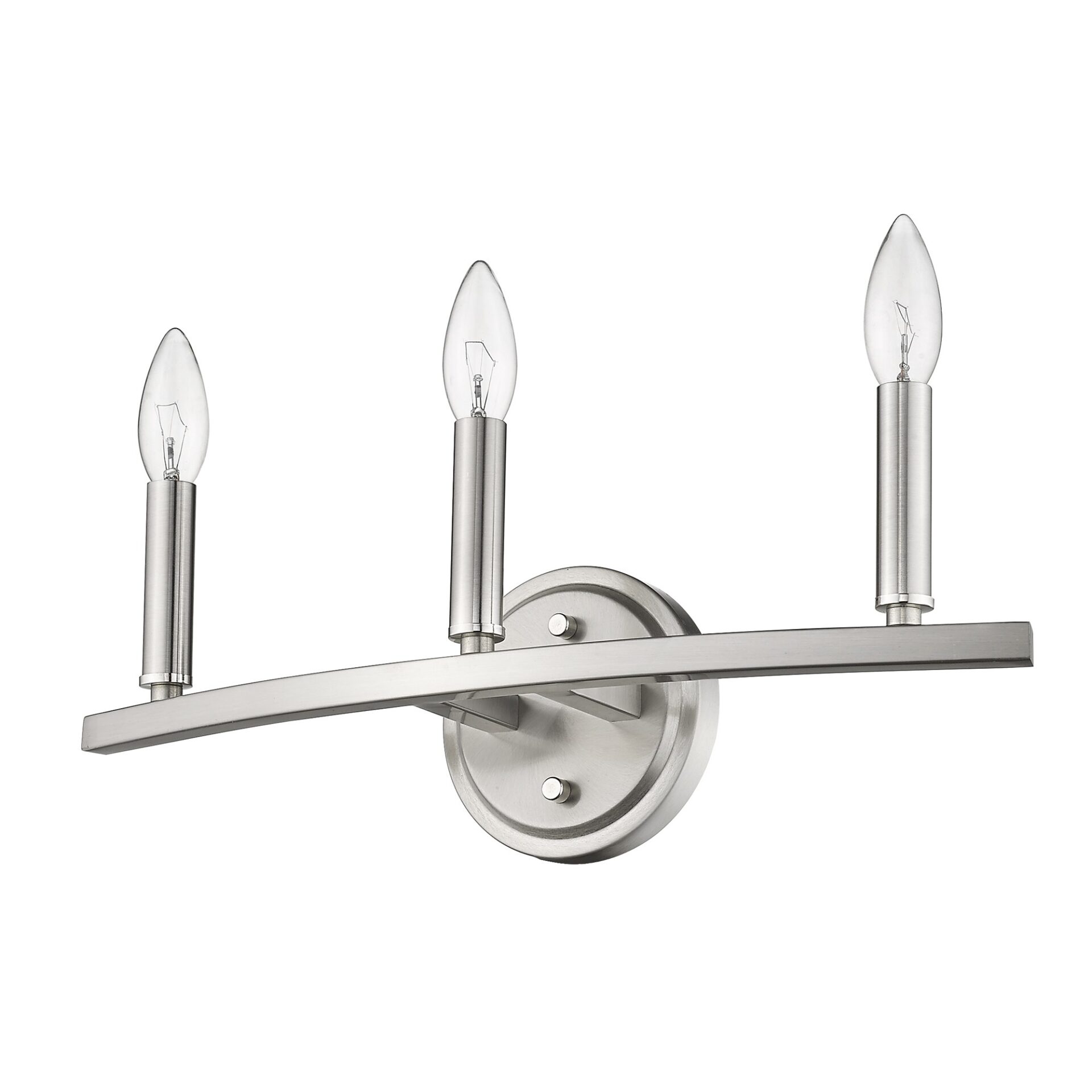 Three-Light Minimalist Silver Wall Sconce with Satin Nickel Finish 2 Three-Light Minimalist Silver Wall Sconce with Satin Nickel Finish - Image 2
