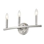 Three-Light Minimalist Silver Wall Sconce with Satin Nickel Finish 12 Three-Light Minimalist Silver Wall Sconce with Satin Nickel Finish