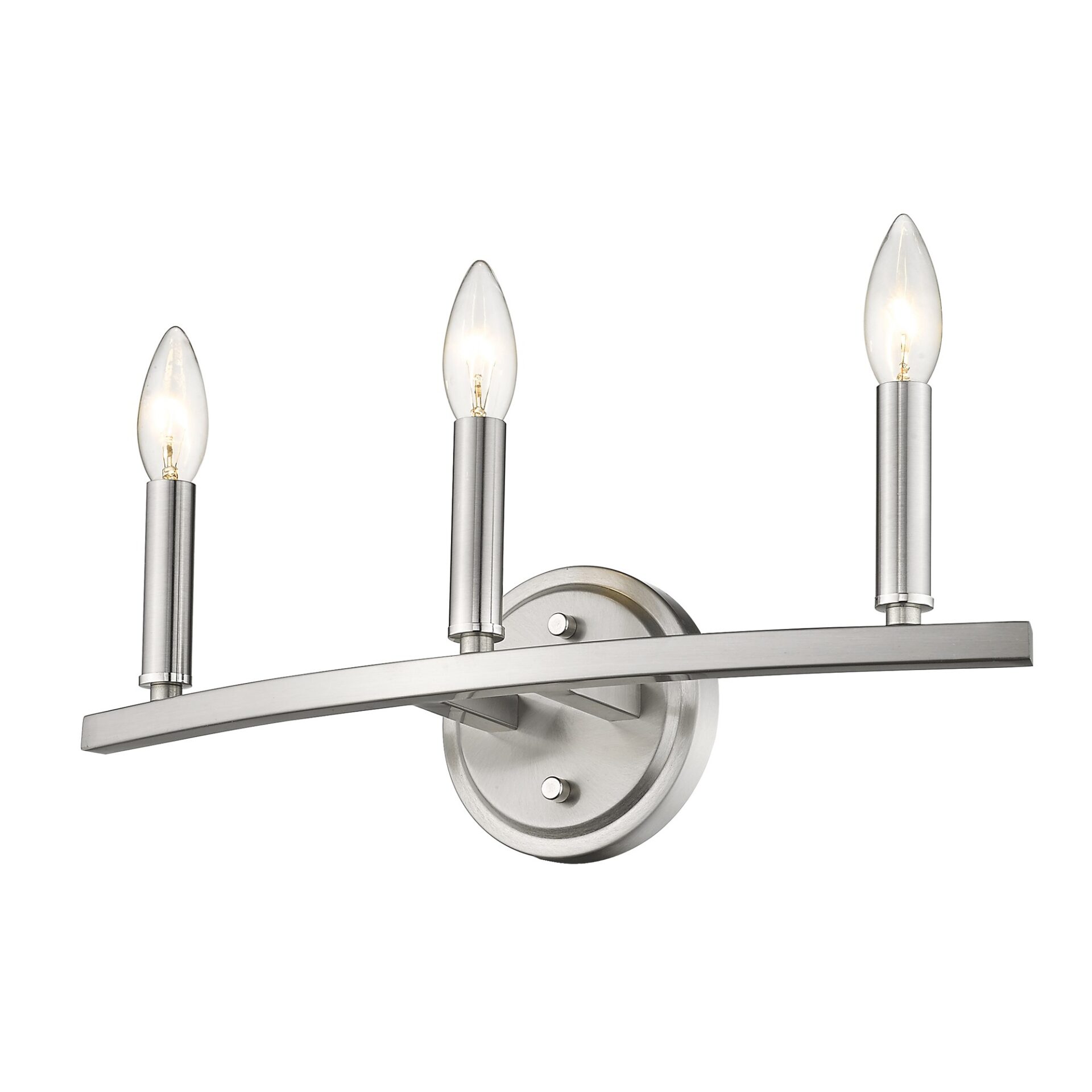 Three-Light Minimalist Silver Wall Sconce with Satin Nickel Finish 3 Three-Light Minimalist Silver Wall Sconce with Satin Nickel Finish - Image 3