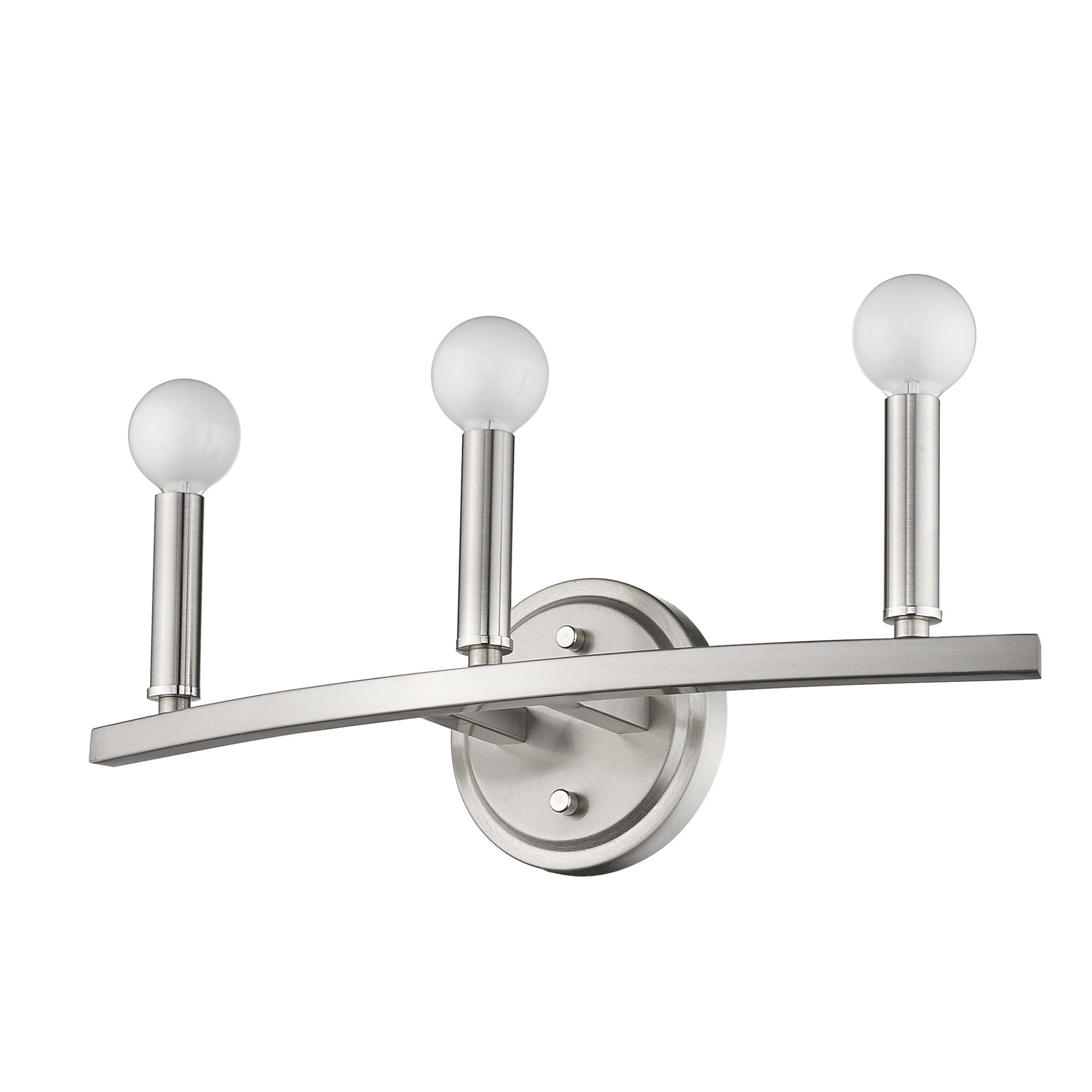 Three-Light Minimalist Silver Wall Sconce with Satin Nickel Finish 4 Three-Light Minimalist Silver Wall Sconce with Satin Nickel Finish - Image 4