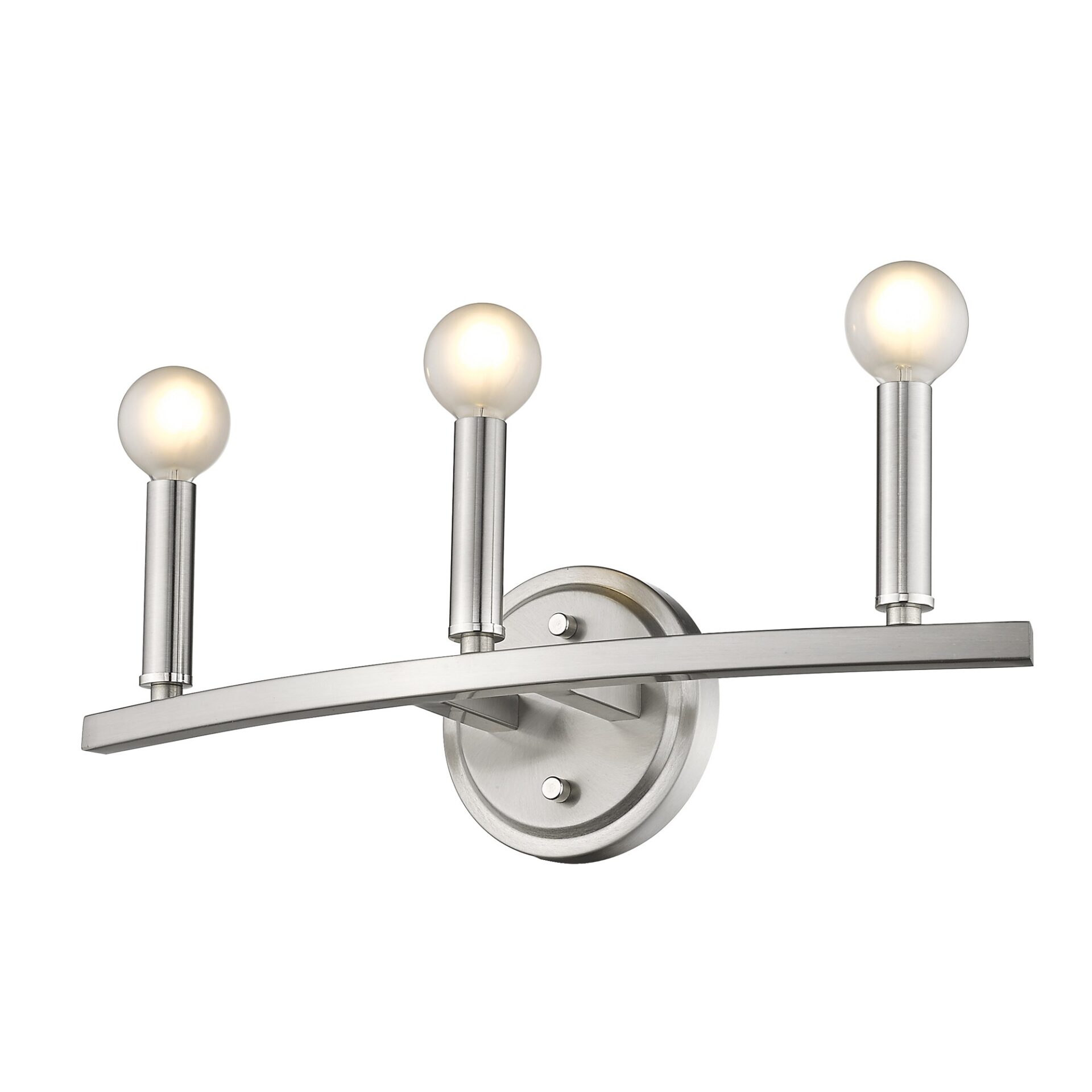 Three-Light Minimalist Silver Wall Sconce with Satin Nickel Finish 5 Three-Light Minimalist Silver Wall Sconce with Satin Nickel Finish - Image 5