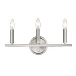 Three-Light Minimalist Silver Wall Sconce with Satin Nickel Finish 15 Three-Light Minimalist Silver Wall Sconce with Satin Nickel Finish