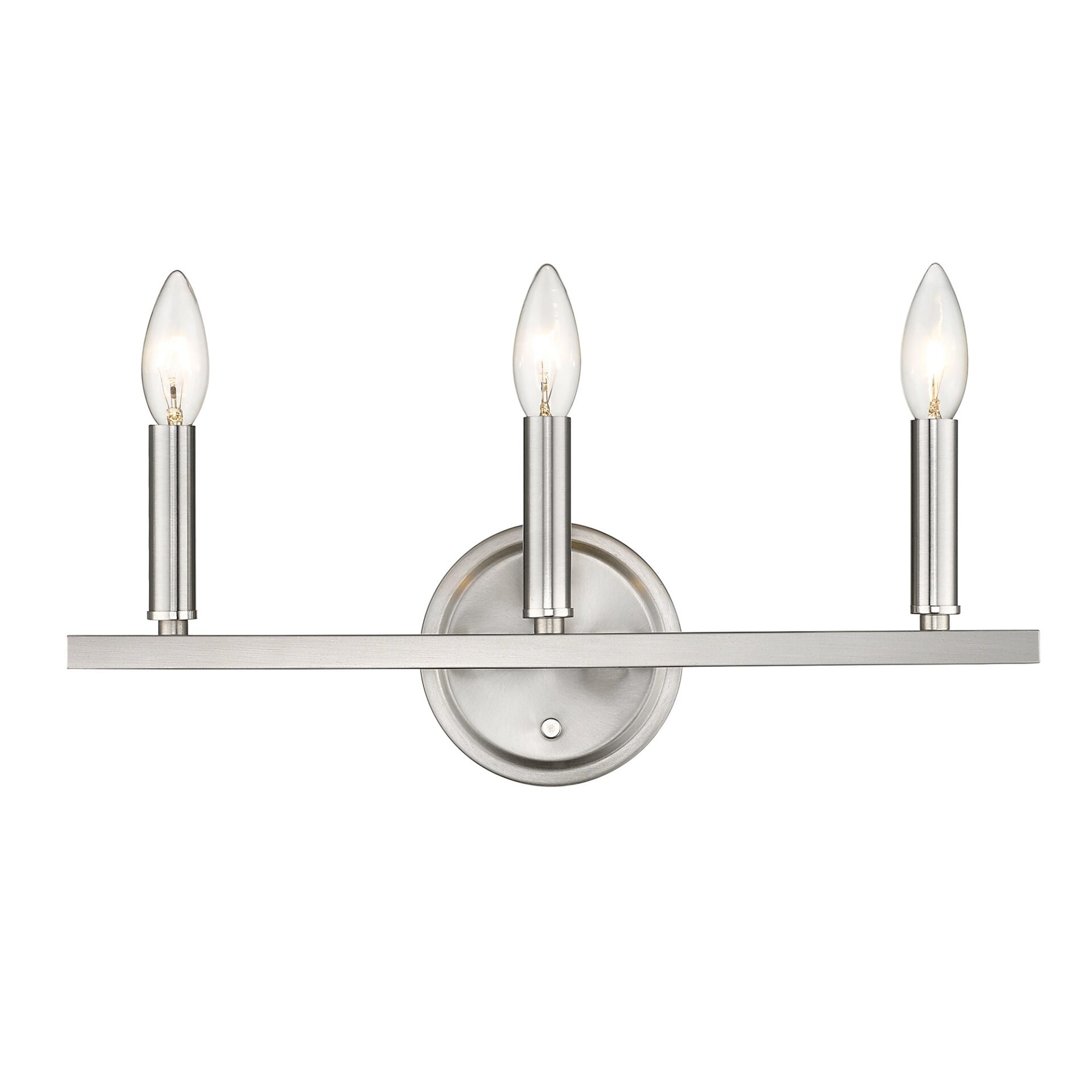 Three-Light Minimalist Silver Wall Sconce with Satin Nickel Finish 6 Three-Light Minimalist Silver Wall Sconce with Satin Nickel Finish - Image 6
