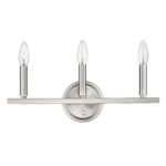 Three-Light Minimalist Silver Wall Sconce with Satin Nickel Finish 16 Three-Light Minimalist Silver Wall Sconce with Satin Nickel Finish