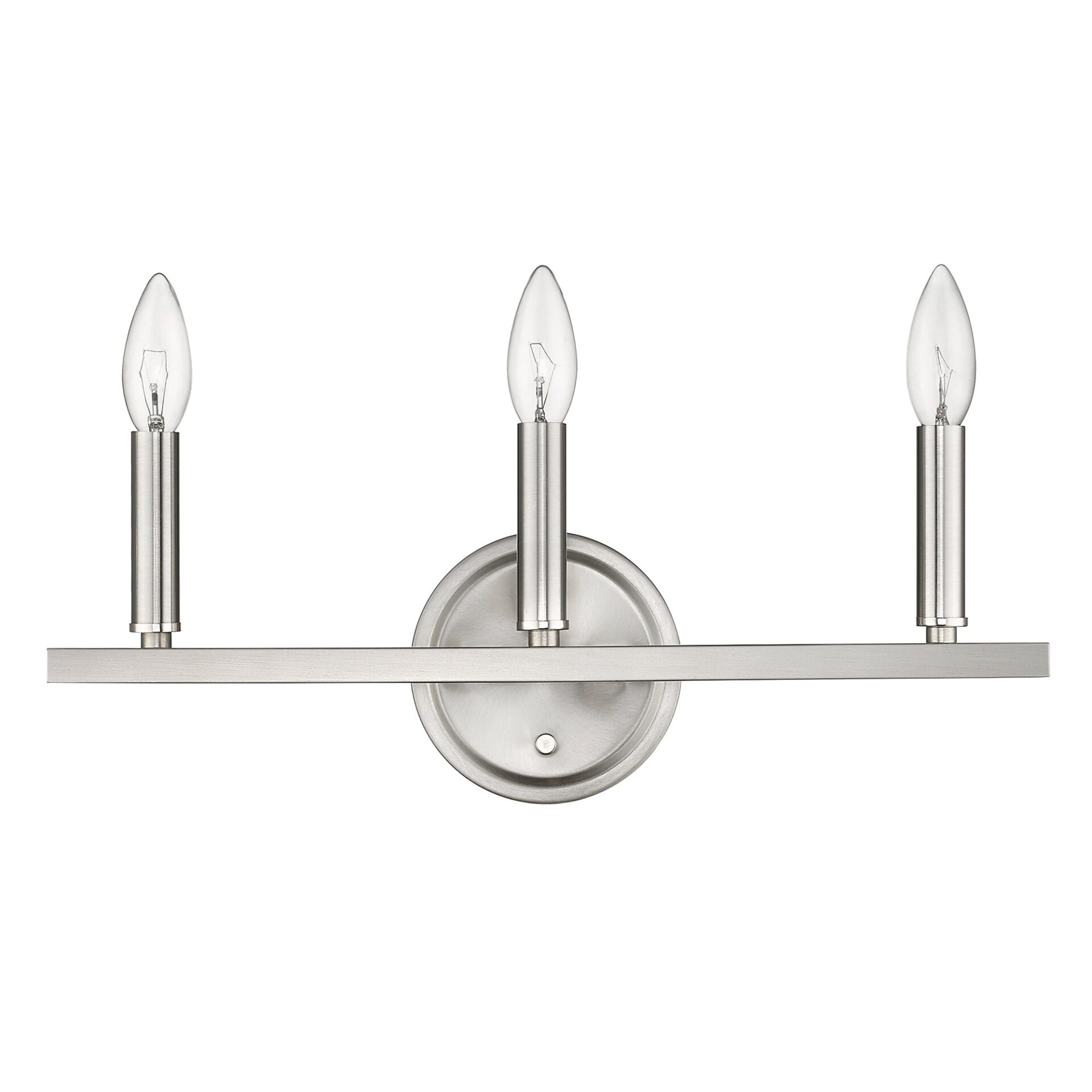 Three-Light Minimalist Silver Wall Sconce with Satin Nickel Finish 7 Three-Light Minimalist Silver Wall Sconce with Satin Nickel Finish - Image 7