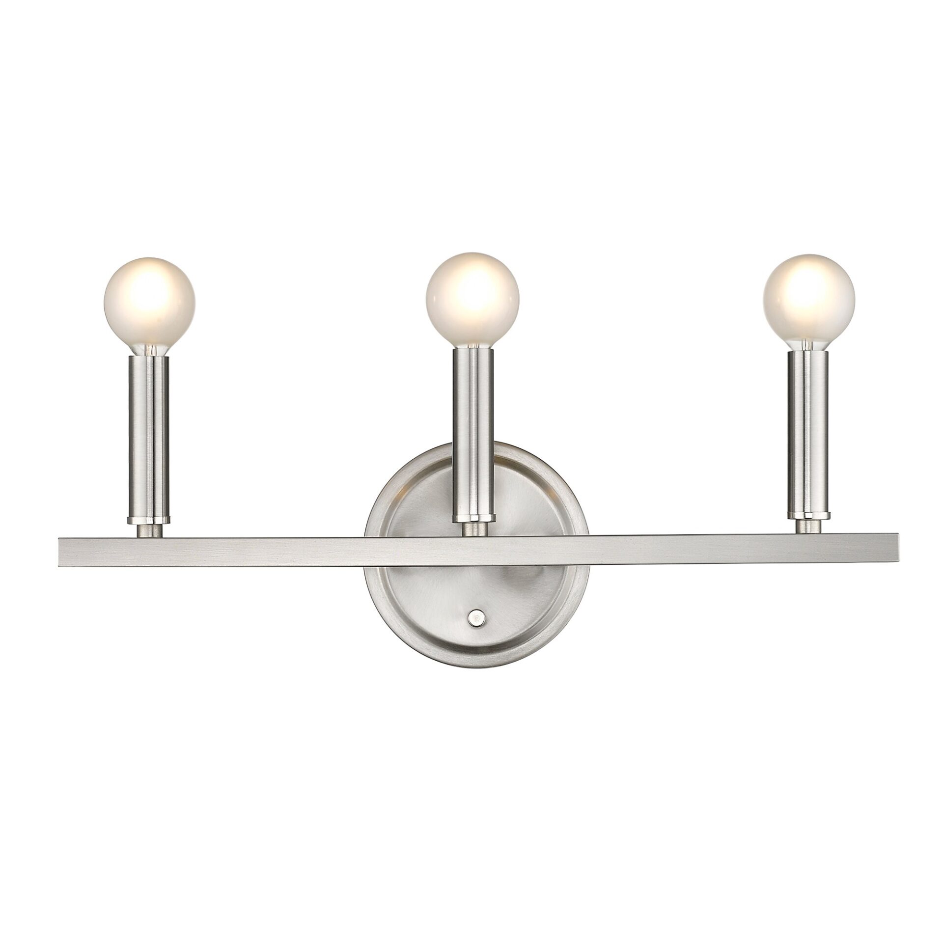 Three-Light Minimalist Silver Wall Sconce with Satin Nickel Finish 8 Three-Light Minimalist Silver Wall Sconce with Satin Nickel Finish - Image 8