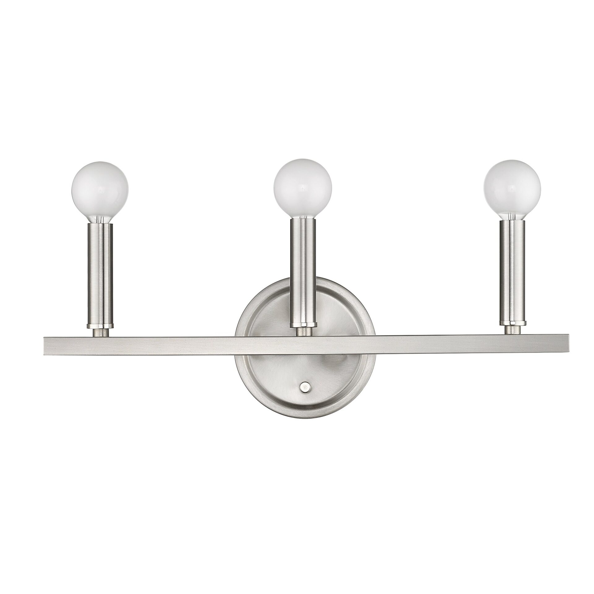 Three-Light Minimalist Silver Wall Sconce with Satin Nickel Finish 9 Three-Light Minimalist Silver Wall Sconce with Satin Nickel Finish - Image 9