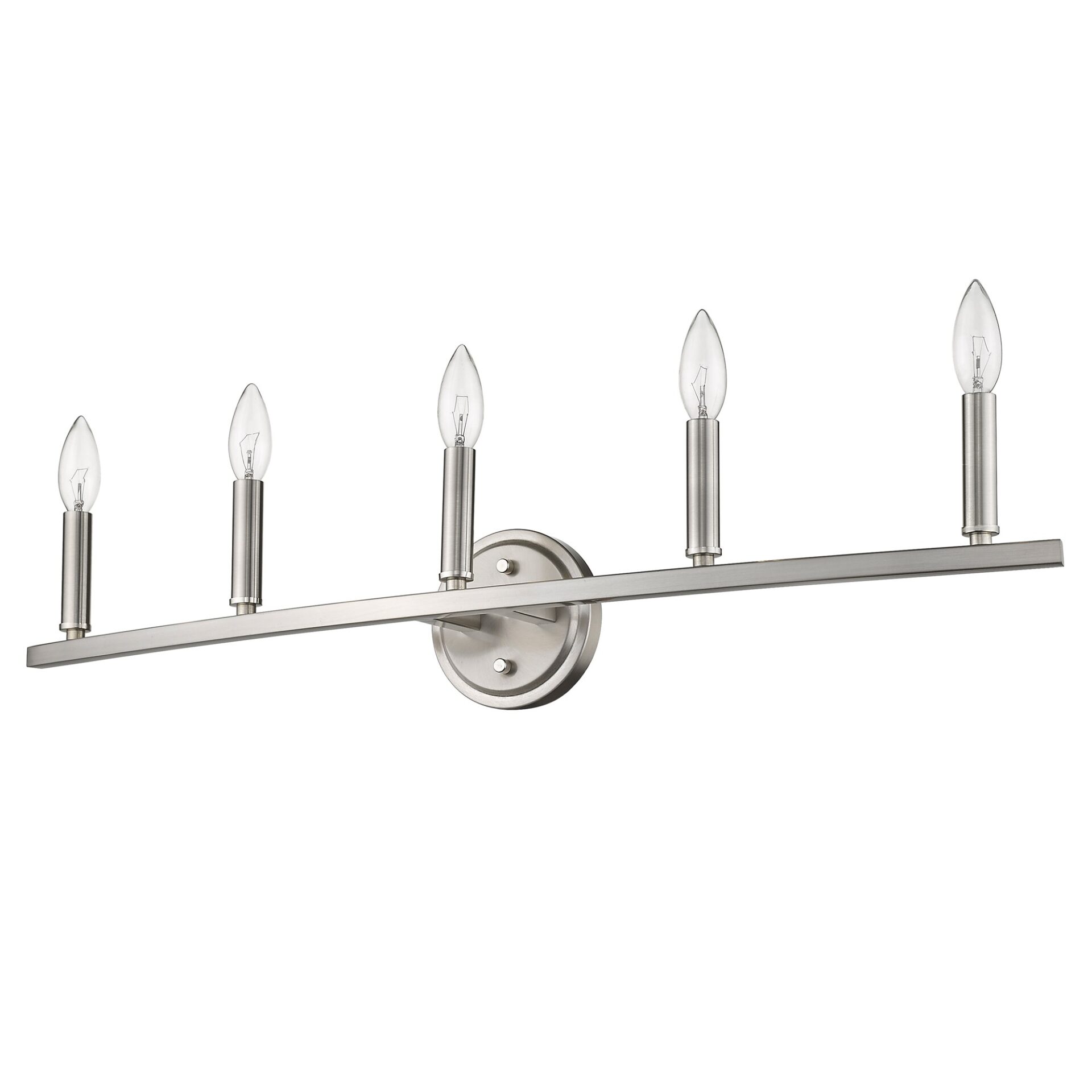 Sawyer Satin Nickel 5-Light Steel Vanity Fixture 2 Sawyer Satin Nickel 5-Light Steel Vanity Fixture - Image 2