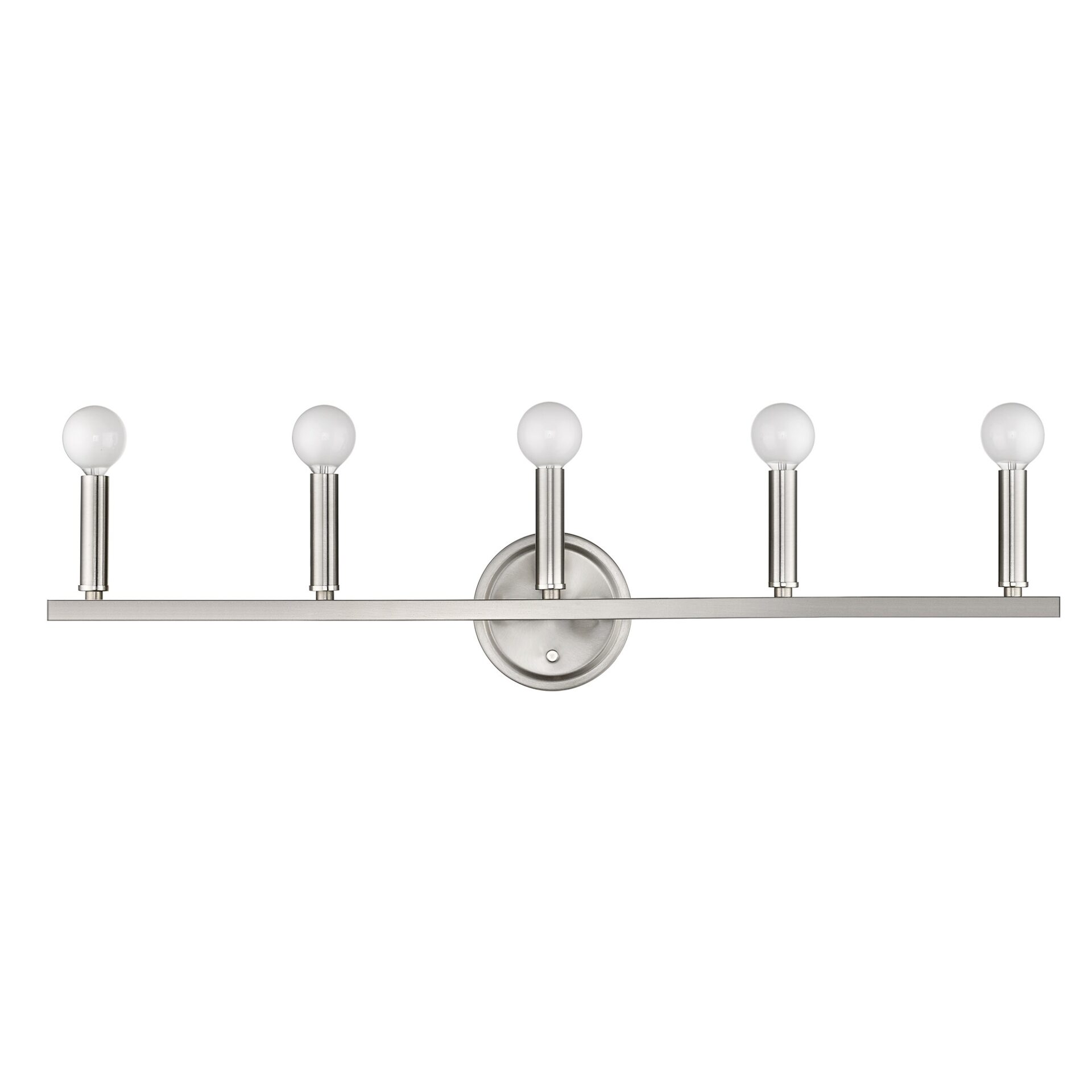 Sawyer Satin Nickel 5-Light Steel Vanity Fixture 6 Sawyer Satin Nickel 5-Light Steel Vanity Fixture - Image 6