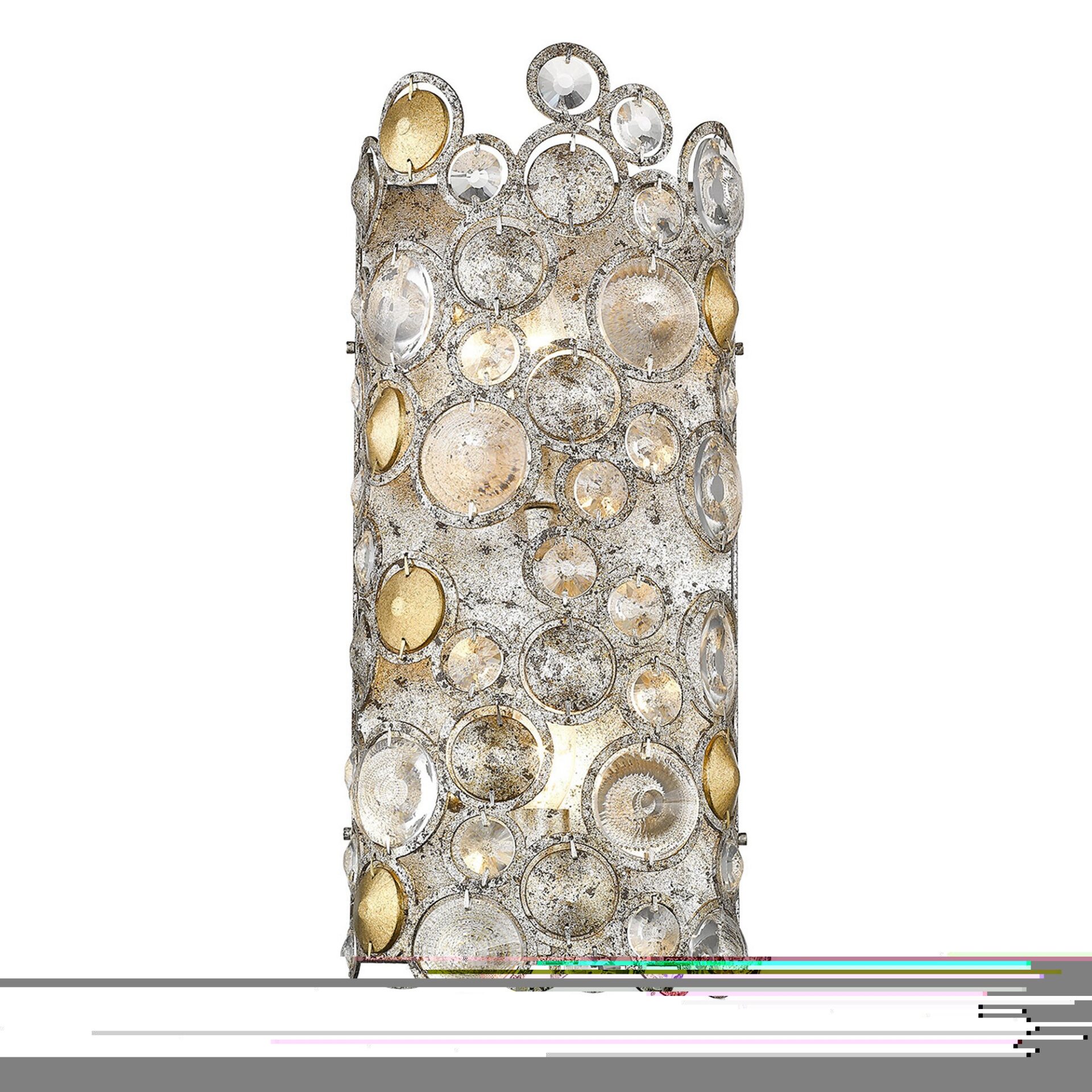 Antique Silver Leaf 2-Light Sconce with K9 Crystal Accents 1 Antique Silver Leaf 2-Light Sconce with K9 Crystal Accents