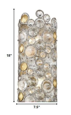 Antique Silver Leaf 2-Light Sconce with K9 Crystal Accents 2 Antique Silver Leaf 2-Light Sconce with K9 Crystal Accents - Image 2