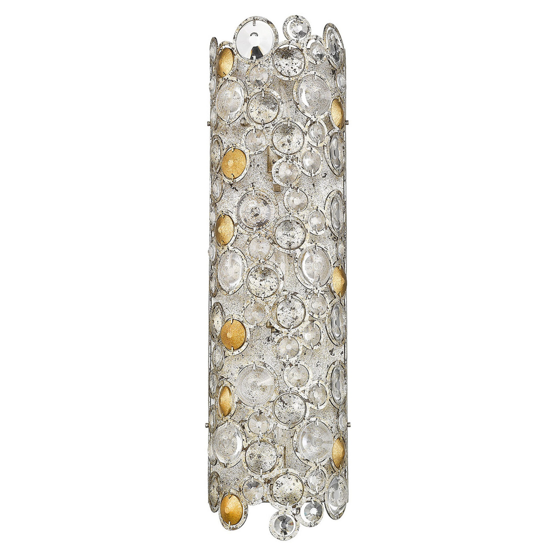 Antique Silver Leaf 3-Light Sconce with K9 Crystal Accents 2 Antique Silver Leaf 3-Light Sconce with K9 Crystal Accents - Image 2