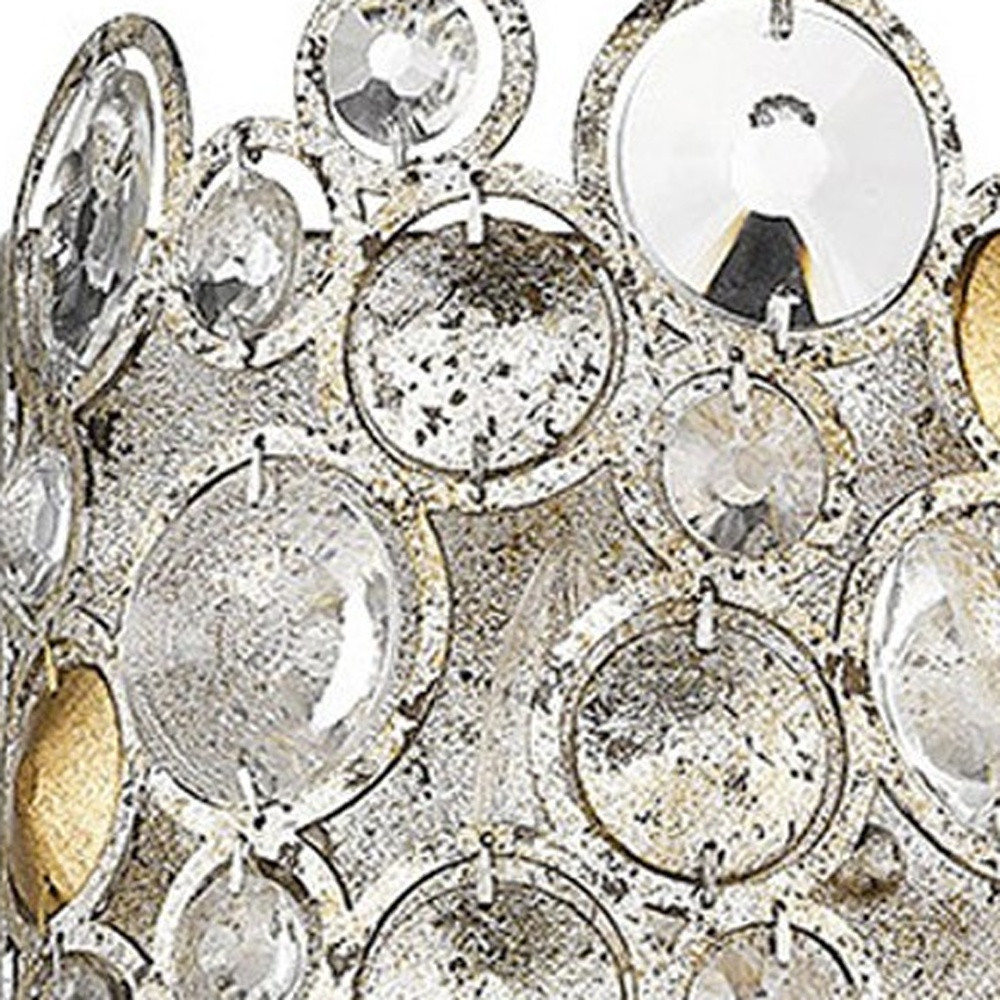 Antique Silver Leaf 3-Light Sconce with K9 Crystal Accents 4 Antique Silver Leaf 3-Light Sconce with K9 Crystal Accents - Image 4