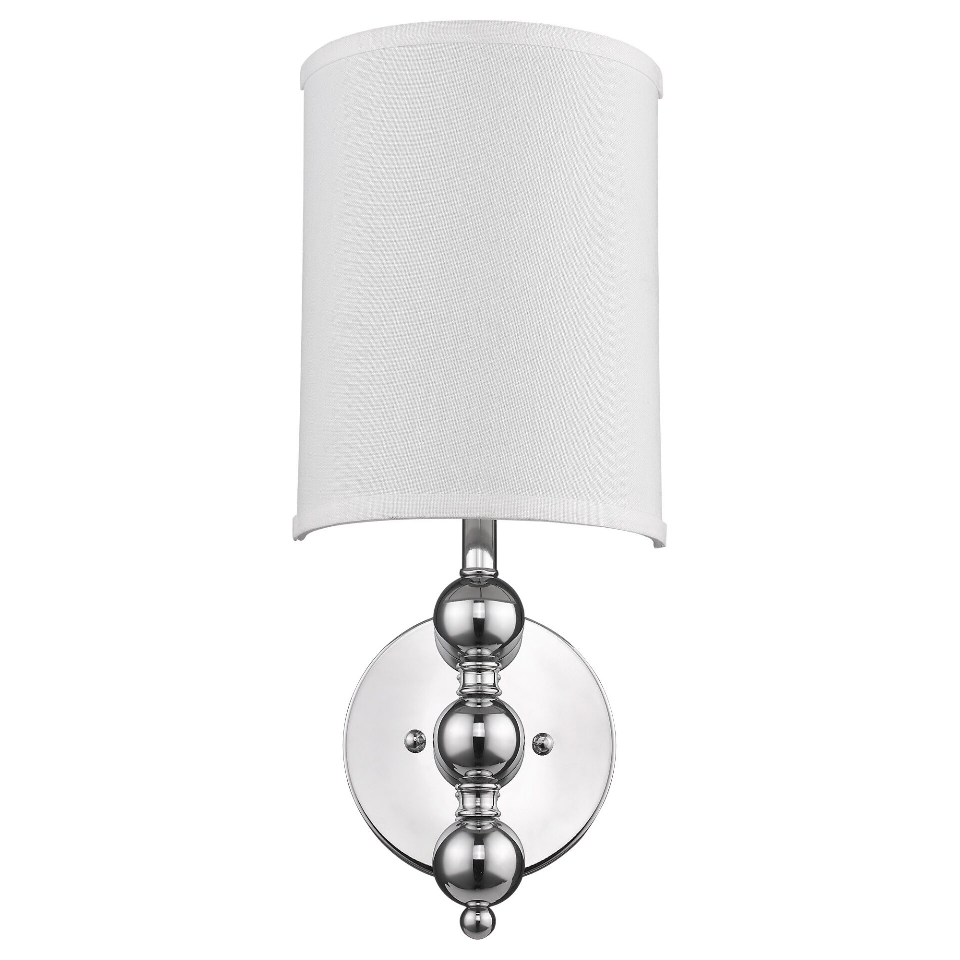 Silver Chrome Wall Light with Linen Fabric Shade, Traditional Style 2 Silver Chrome Wall Light with Linen Fabric Shade, Traditional Style - Image 2