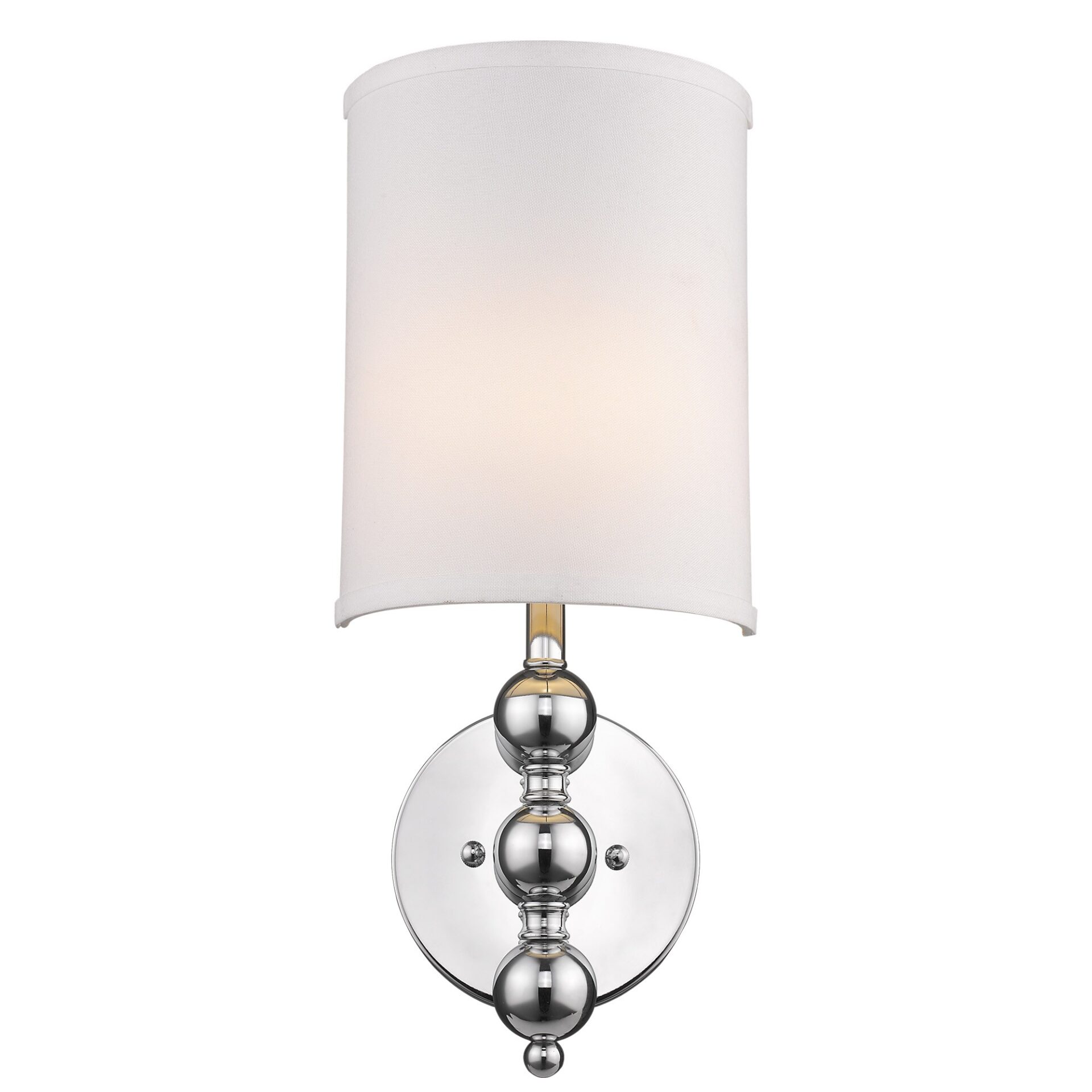 Silver Chrome Wall Light with Linen Fabric Shade, Traditional Style 1 Silver Chrome Wall Light with Linen Fabric Shade, Traditional Style