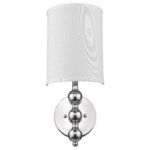 Silver Chrome Wall Light with Linen Fabric Shade, Traditional Style 7 Silver Chrome Wall Light with Linen Fabric Shade, Traditional Style