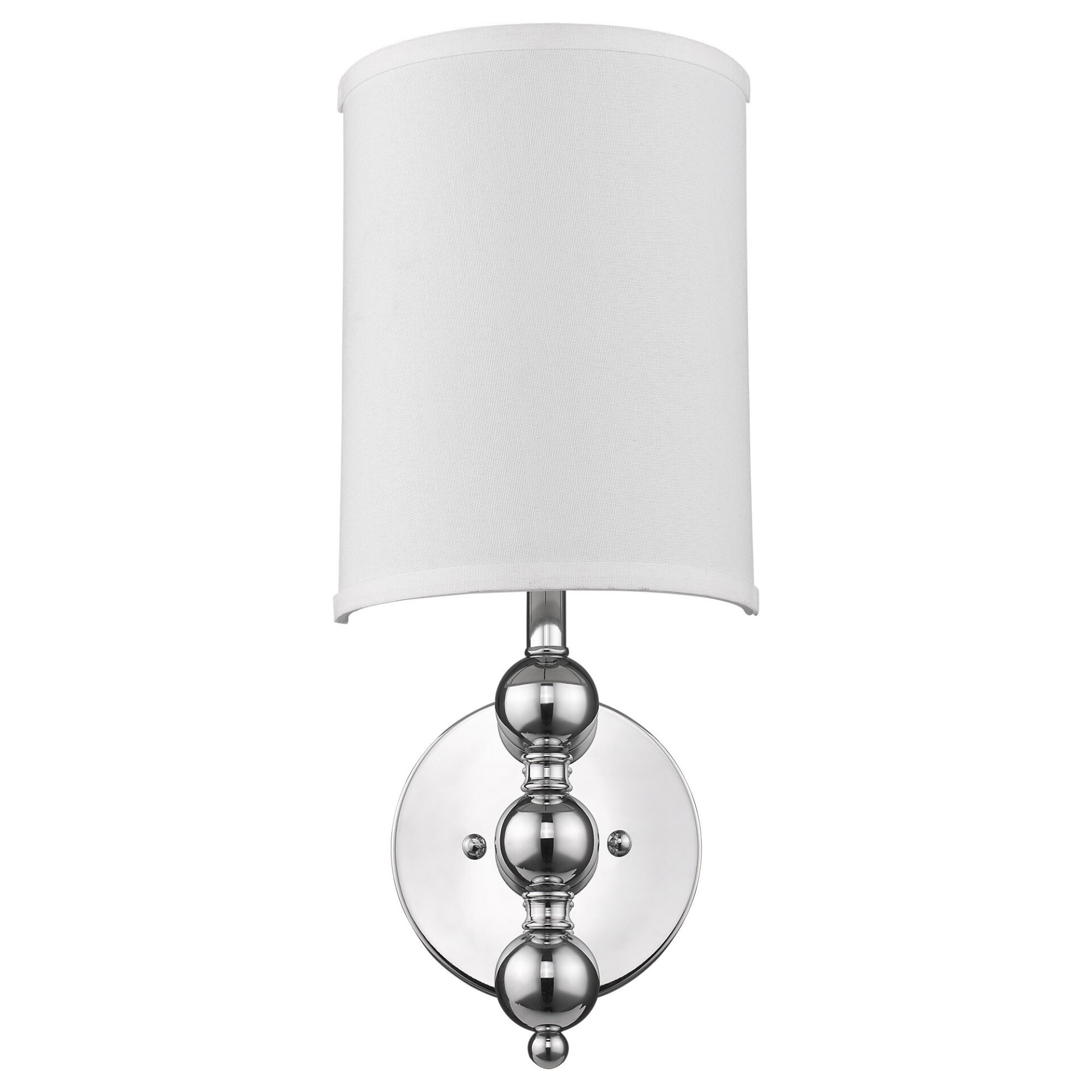 Silver Chrome Wall Light with Linen Fabric Shade, Traditional Style 3 Silver Chrome Wall Light with Linen Fabric Shade, Traditional Style - Image 3