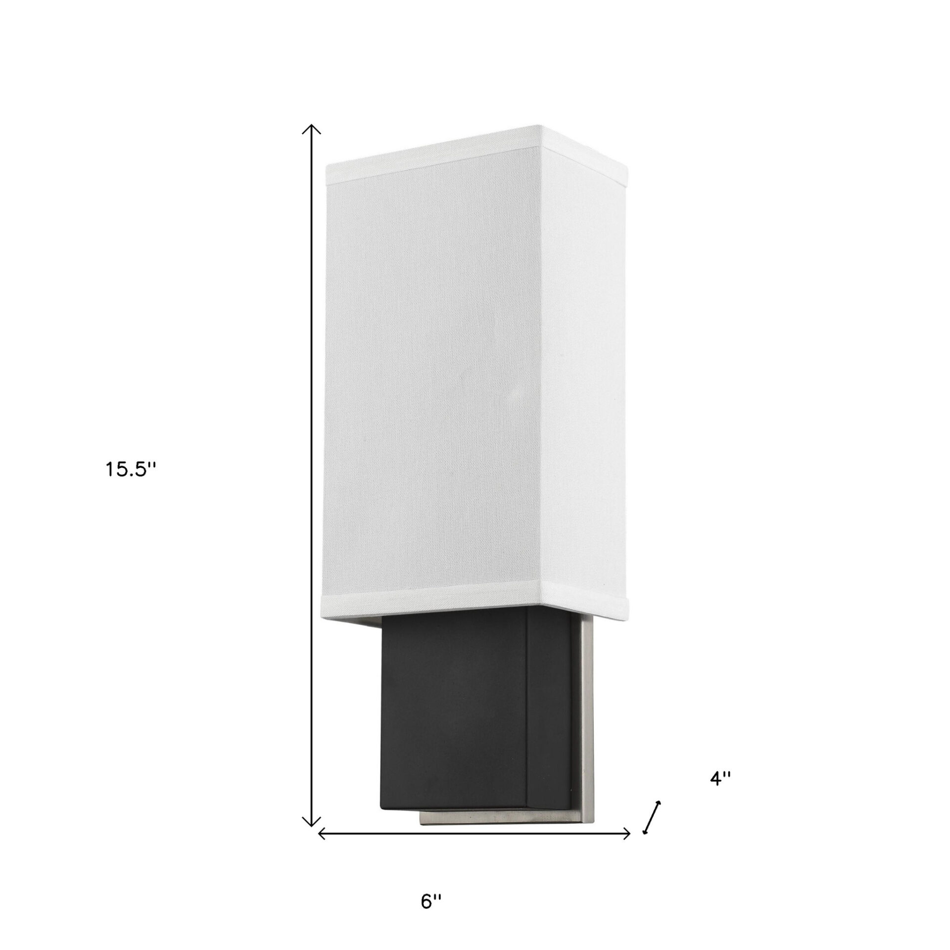 Rectangular Wall Sconce with Linen Shade, Espresso/Chrome Finish 4 Rectangular Wall Sconce with Linen Shade, Espresso/Chrome Finish - Image 4