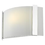 Polished Chrome Wall Sconce with Frosted Curved Glass Shade