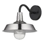 Silver Shallow Plate Wall Light with Matte Black Accents