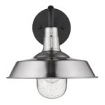 Silver Shallow Plate Wall Light with Matte Black Accents