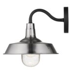Silver Shallow Plate Wall Light with Matte Black Accents