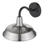 Silver Shallow Plate Wall Light with Matte Black Accents