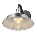 Silver Shallow Plate Wall Light with Matte Black Accents