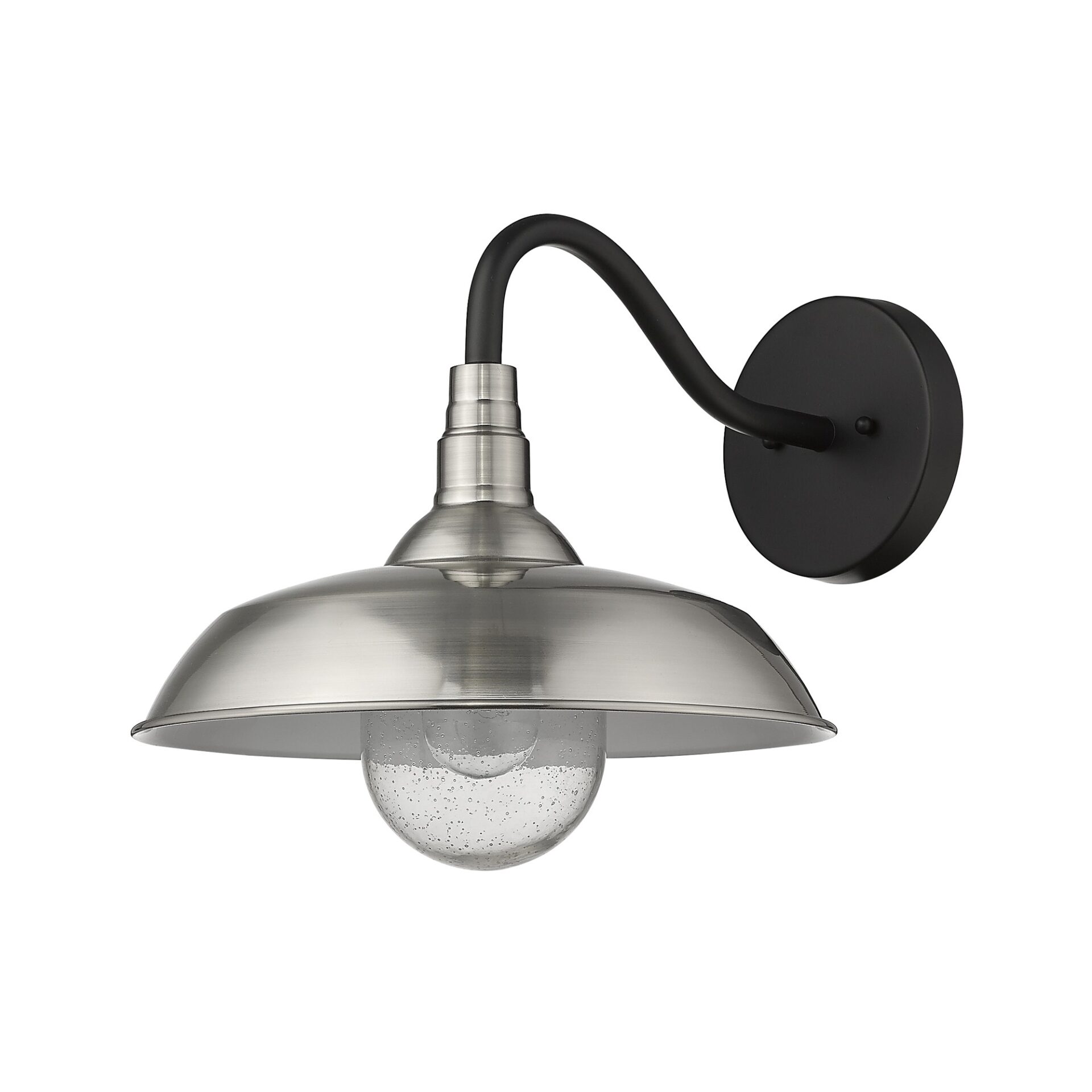 Burry Satin Nickel Outdoor Wall Light with Seedy Glass Shade 1 Burry Satin Nickel Outdoor Wall Light with Seedy Glass Shade