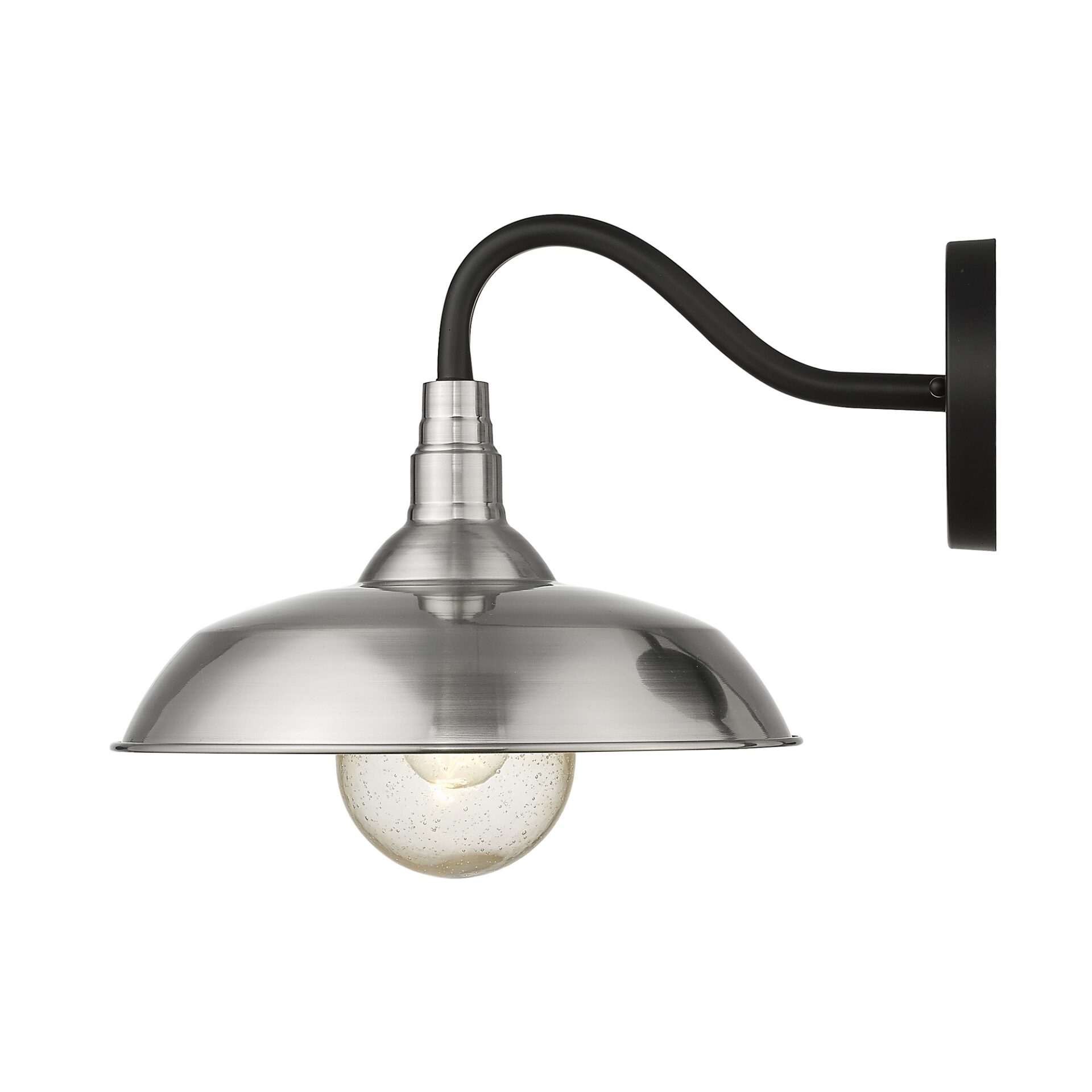 Burry Satin Nickel Outdoor Wall Light with Seedy Glass Shade 3 Burry Satin Nickel Outdoor Wall Light with Seedy Glass Shade - Image 3