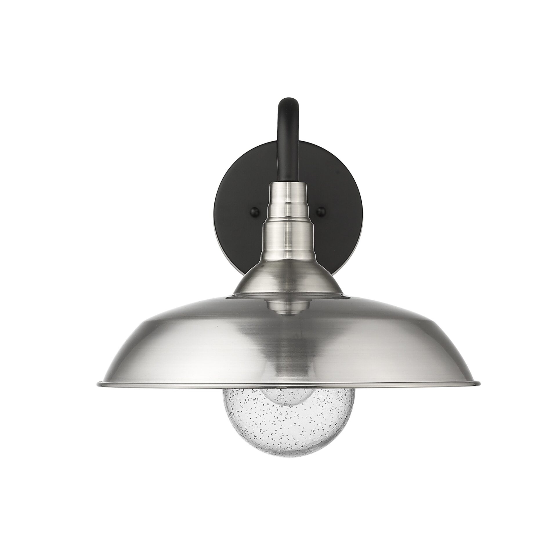 Burry Satin Nickel Outdoor Wall Light with Seedy Glass Shade 4 Burry Satin Nickel Outdoor Wall Light with Seedy Glass Shade - Image 4