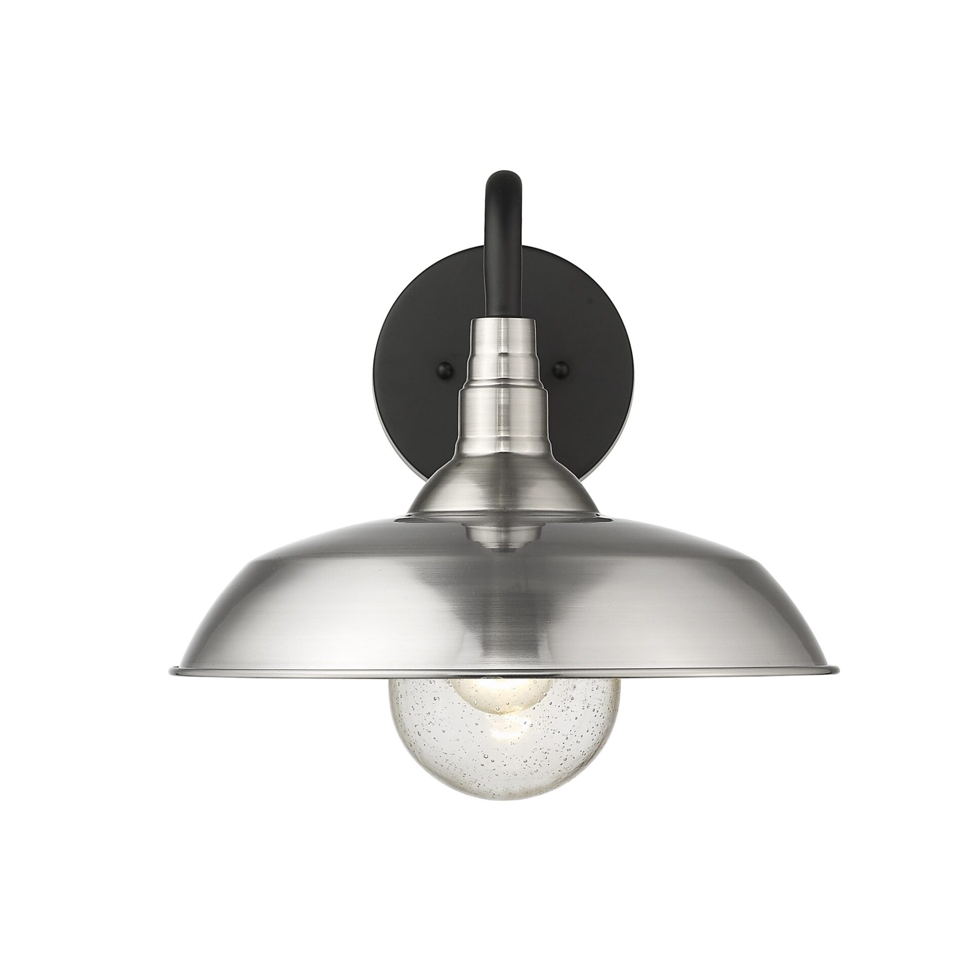 Burry Satin Nickel Outdoor Wall Light with Seedy Glass Shade 7 Burry Satin Nickel Outdoor Wall Light with Seedy Glass Shade - Image 7