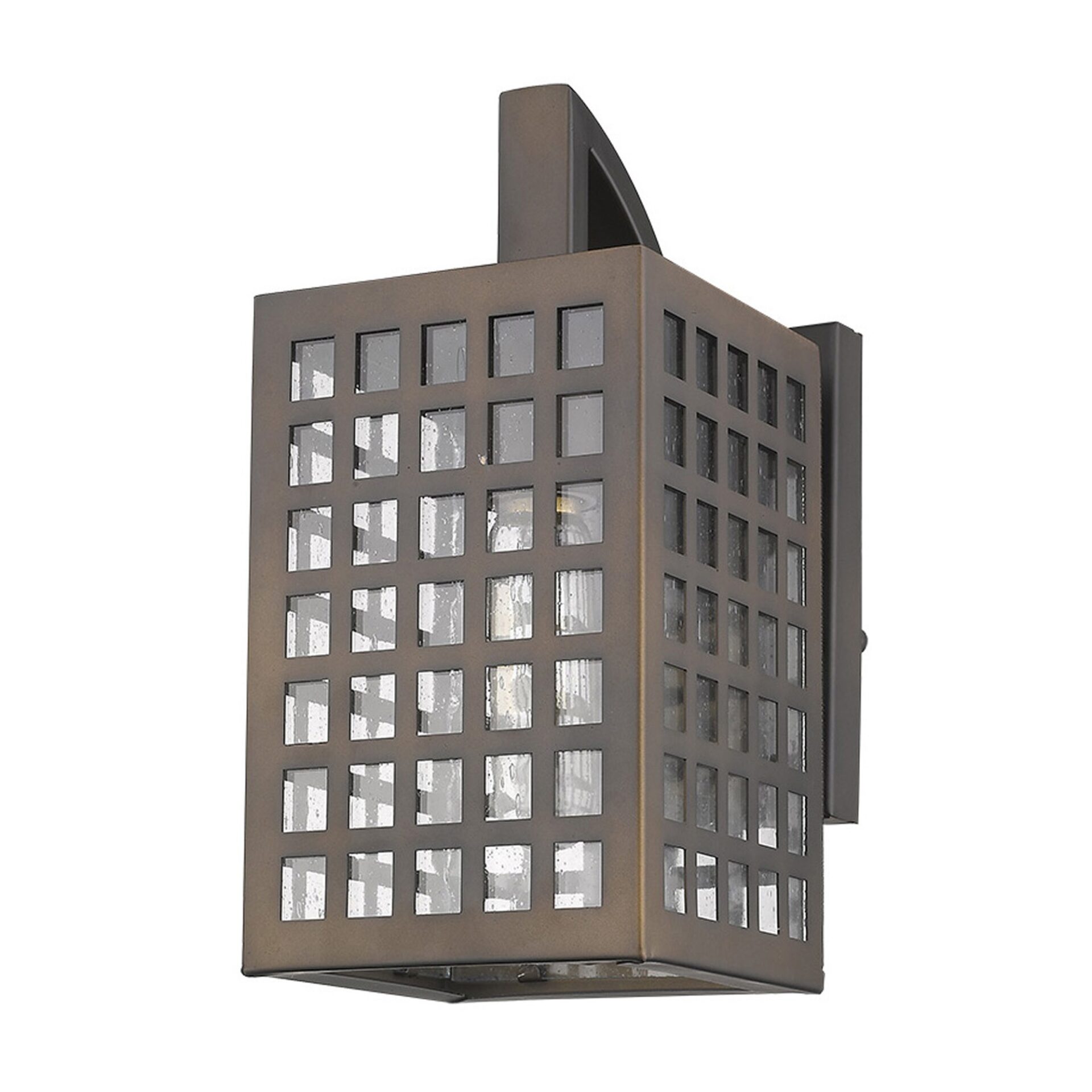 Oil-Rubbed Bronze Wall Light with Grid Frame and Seedy Glass 1 Oil-Rubbed Bronze Wall Light with Grid Frame and Seedy Glass