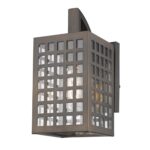 Oil-Rubbed Bronze Wall Light with Grid Frame and Seedy Glass 11 Oil-Rubbed Bronze Wall Light with Grid Frame and Seedy Glass